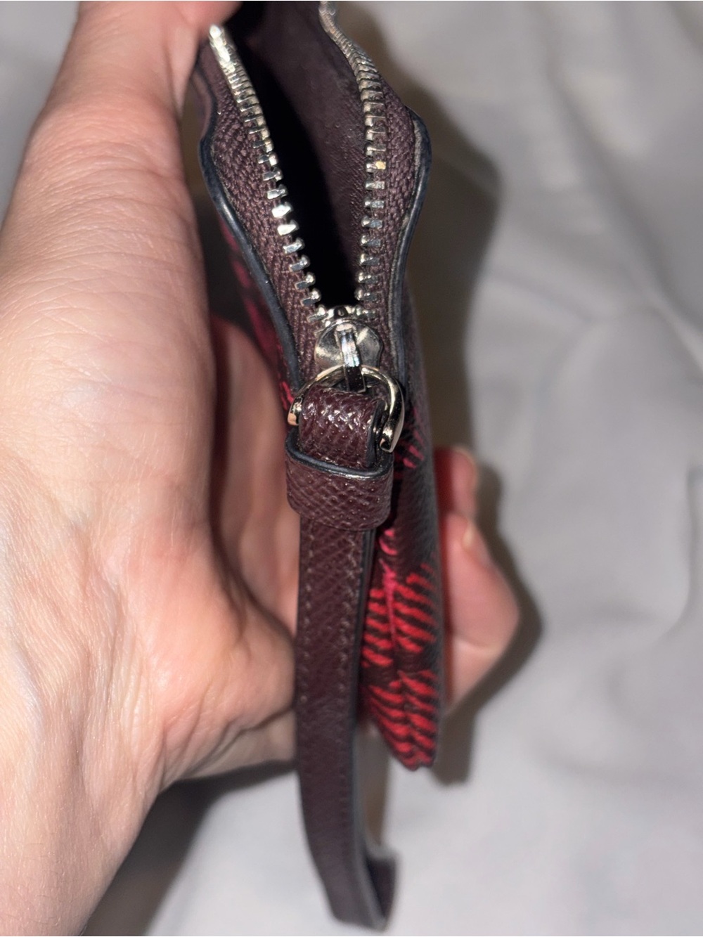 Coach F23632 Buffalo Shadow Plaid Red Black Corner Zip Wristlet 2017 - Picture 5 of 10